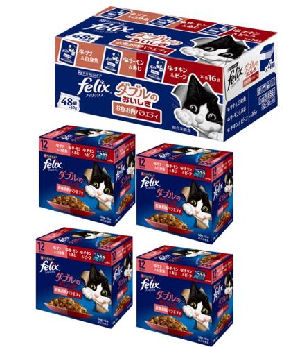 Rakuten - フィリックス パウチ ダブルのおいしさ お魚お肉バラエティ 50gx48袋入り(12袋x4箱)