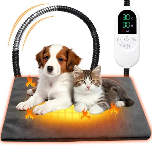 glossave ペット用ホットカーペット 24時間タイマー 30-60℃段階温度調節 犬 猫 小動物用ぺットヒーター..