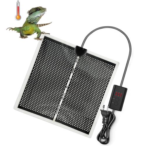 Rakuten - AnJieYa 爬虫類 ヒーター 3段階温度調整 マット 5W 両生類飼育 ヒーティング 小動物 保温 ヒーター シート 温度35~55可変式 両生類/小動物類用冬眠対策 (15*14CM)