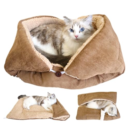 Rakuten - 2025新型 CHMKSTC ペットベッド 猫 ベッド 犬ベッド ペット マット クッションふわふわ 秋 冬用 暖かい 4WAY切替可能 両面使用可能 もこもこ 滑り止め おしゃれ 可愛い 寒さ対策 洗濯可能 小型犬/子犬/猫用 寝床 Mサイズ:60*80cm