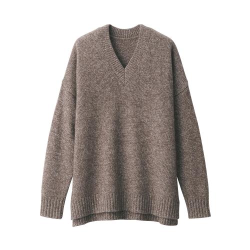 Rakuten - 無印良品 婦人 ヤク混Vネックセーター レディース BA1P9A4A ダークモカブラウン 婦人S