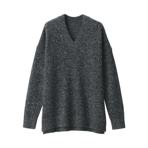 Rakuten - 無印良品 婦人 ヤク混Vネックセーター レディース BA1P9A4A チャコールグレー 婦人L