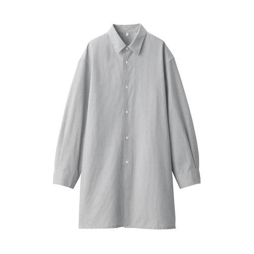 Rakuten - 無印良品 婦人 和紙混ポプリンシャツ レディース BG1RHA4A グレーストライプ 婦人S