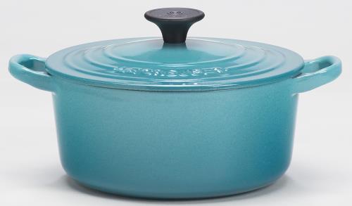 ル・クルーゼ(Le Creuset) 鋳物 ホーロー 鍋ココット・ロンド18 cmカリビアンブルー  ...