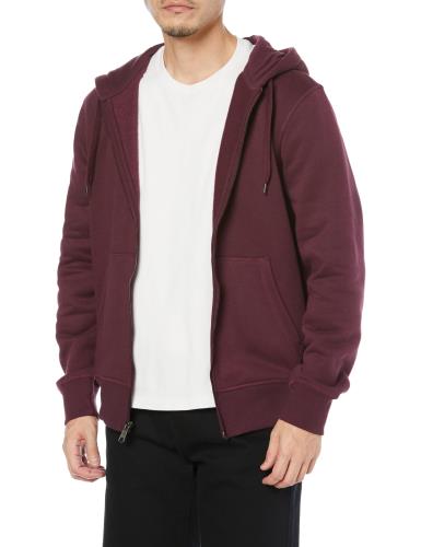 [ Essentials] パーカー ジップアップ 裏起毛 メンズ バーガンディ M