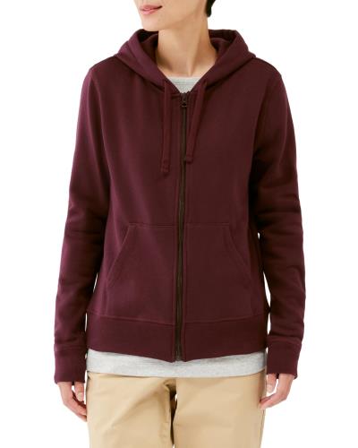 [ Essentials] パーカー ジップアップ フリース レディース バーガンディ XL