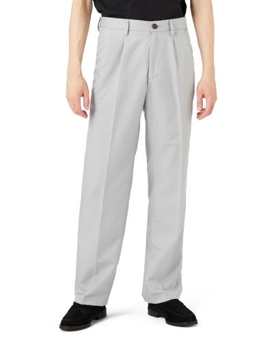 [ Essentials] スラックス タック入り ウエスト調整 クラシックフィット メンズ ライトグレー W32 / L34