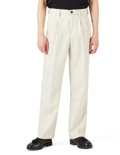 [ Essentials] スラックス タック入り ウエスト調整 クラシックフィット メンズ ストーン W32 / L34