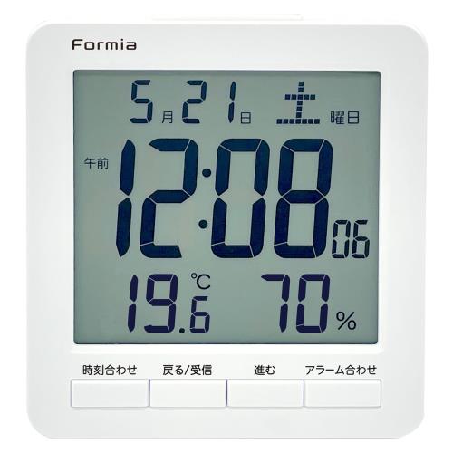 Formia(フォルミア) 電波 デジタル時計 大画面 見やすい 温度 湿度 温湿度計 日付 目覚まし 置き 卓上 子供 保土ヶ谷電子販売 ホワイト HT-024RC