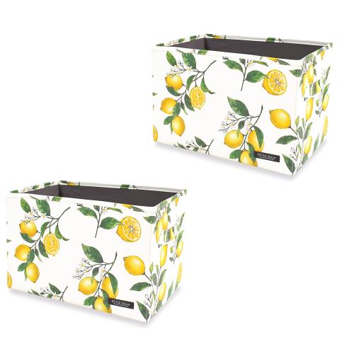 スタイルデコール(STYLE Decor) ファブリックボックス Mサイズ (25cm×38cm×25cm) 2個セット シトラスレモン 収納ボックス おしゃれ W4301802