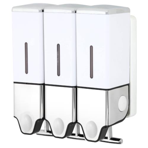 累計10万本出荷PREMM シャンプーディスペンサー マグネット シャンプーボトル 壁掛け (ホワイト, トリプル 550ml x 3)