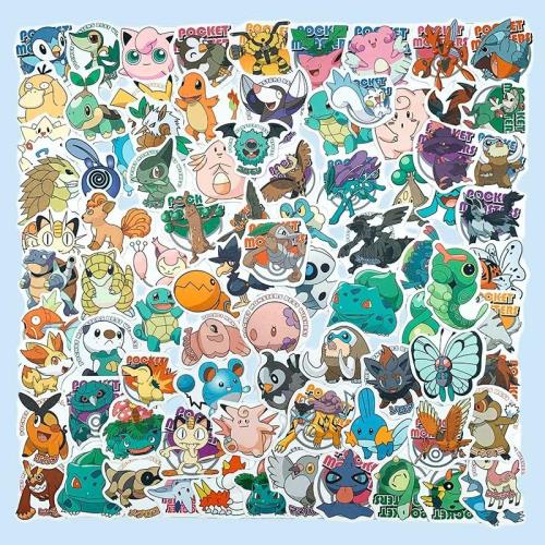 For ポケットモンスター ステッカー 100枚セット かわいい漫画ご褒美シール かわいいDIY 防水シール 素材 ギター 車 自転車 水筒 DIVステッカー、誕生日プレゼント、お正月プレゼント