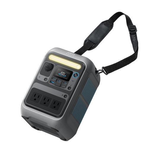 Anker Solix C300 Portable Power Station ポータブル電源 288Wh 小型軽量 1.1時間満充電 高出力AC ストラップ付属 リン酸鉄 蓄電池 ポータブルバッテリー ソーラーパネル対応 キャンプ アウトドア 車中泊 停電対策 防災 (ダークグレー)