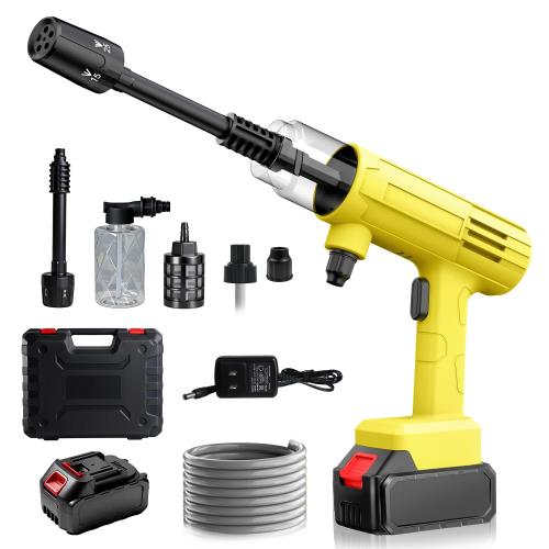 高圧洗浄機 コードレス超軽量 2026年改良進化モデル 9Mpa強力噴射 5-in-1多機能ノズル 水道接続不要 高性能バッテリー付属 充電式 自吸式 初心者 ハンディ 高圧洗浄機 コンパクト 洗車機 家庭用 洗車用品 庭/ベランダ/農具/年末大掃除 収納ケース付き