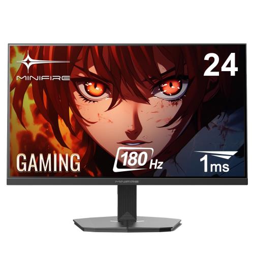 Minifire ゲーミングモニター 24インチ 180Hz 内蔵スピーカー sRGB 110% HDR10 300cd/m² DCI-P3 80% Adaptive Sync FHD 16.7M(8 bits) VESA 75*75mm DP1.4 HDMI ポート (HDMIケーブル付属、MFG24F4S)