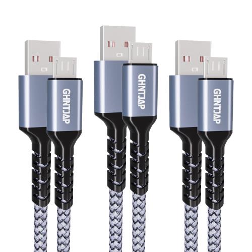 GHNTJAP マイクロ USB ケーブル 0.5M/3本セット Micro USB ケーブル QC3.0/2.0対応 急速充電 高速データ転送 アンドロイド充電ケーブル Androidスマホ対応 usbケーブル マイクロb 断線防止