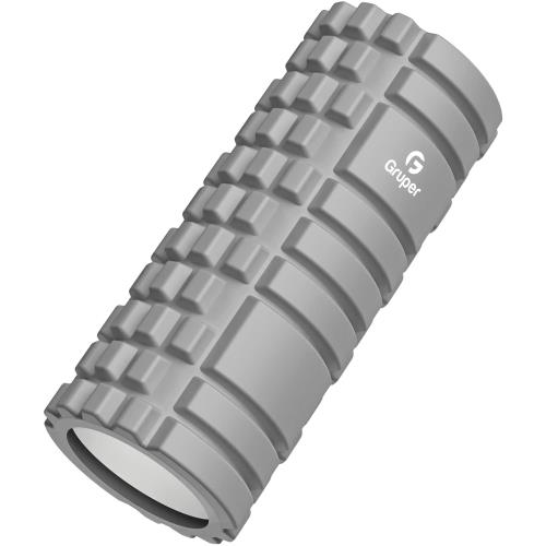 Gruper フォームローラー 筋膜リリース グリッドフォームローラー ヨガポール トレーニング スポーツ フィットネス ストレッチ器具 収納バッグ 日本語説明書付 (グレー)