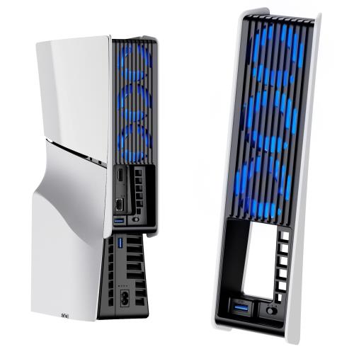 新型 PS5 Slim用 冷却ファン KIWIHOME PS5 Slim用 冷却 PS5スリム用 冷却ファン 自動温度検出 風速調整可能 LEDライト USB 3.0 低騒音 熱対策 PS5 周辺機器 アクセサリー プレステ5 slim用冷却 ディスク通常版/デジタル版対応 PS5/PS5 Pro非対応 (Black/White)
