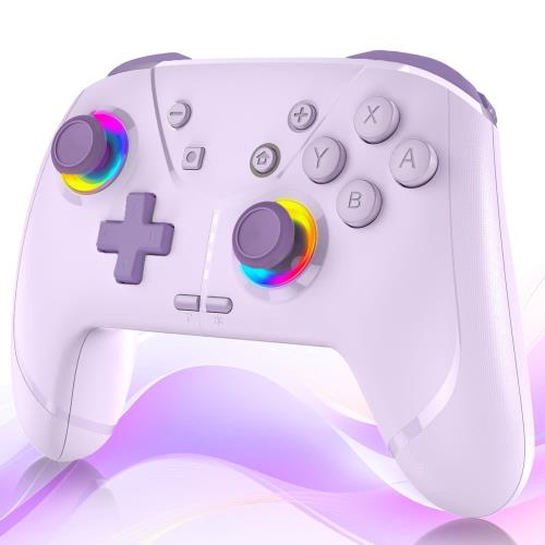 2025新登場Switch 2 コントローラー Switch1/2代に対応 TURBO連射機能 スイッチ コントローラー 背面ボタン付き マクロ機能 9色RGBライト ジャイロセンサー搭載 4階段HD振動 Bluetooth 無線/有線接続 PC/Android/IOSにも対応 日本語取扱説明書付き (パープル)(2.0)