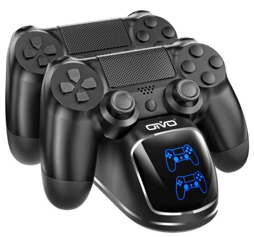 対応機種ps4コントローラー充電器はPS4/DS4/PS4 Slim/PS4 Pro用コントローラーに対応します。2台のPS4コントローラーを収納と充電できます。 2台急速充電PS4コントローラー充電スタンドで一つずつUSBに繋げる必要なく、2台同時に立てかけておくと充電出来ます。1.8時間で2台コントローラーを同時に満タン充電できます。 LED 指示ランプPS4 コントローラー 充電器がLED指示ランプを配置していますので、別々にコントローラーの充電状況をより直観的に見えます。コントローラーが充電中は赤色、フル充電は青色に点灯します。 過充電防止PS4充電スタンドは保護回路があり、過電圧、過電流、過熱、短絡などを防止できます。底面に滑り止めが搭載され、安定感抜群です。 コンパクトに収納シンプルなデザインでコンパクトで場所を取らず、PS4コントローラー置き場としても使えとても便利で、テレビ周りがスッキリします。