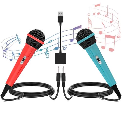 2025新登場USB2.0接続 幅広い汎用性この有線マイクであらゆるカラオケゲームに対応。プラグアンドプレイで、電源不要で耐久性に優れたダイナミックマイクです。switch 有機ELモデル、Switch、PS5、PS4、PS3、XBOX ONE、Wii、PC、等USBに対応している機器。音楽ゲームでは、自由に歌うことができます。自宅で気軽にカラオケが楽しめます。カラオケゲームのみならず、ゲーミング、Skype、LINE通話/コンピューター、パソコンの電話/動画投稿、ナレーション/等など様々な用途にもぴったりです。 高音質高集音性ノイズ減少これは2025年最新の高音質マイクです。単一指向性特性で、声がしっかり捕まえ、忠実度の高い音質が保ちながら、遅延なく違和感なく使えます。騒音抑制技術で雑音、ノイズ等のを抑えて、音声が綺麗に再現します。マイクから口を離してもしっかり音を拾い、発声が自在で、気持ちよく歌えます！その間に、マイクケーブルは音質劣化の防止のOFCコードを採用し、音がこもりにくくクリアな音声をお楽しみいただけます。 2人デュエット対応2本マイクを1対2のアダプターと接続で、2人同時で歌うデュエットに対応しました。カラオケゲームも1人でやるより、2人でやればより楽しくできます。ON/OFFスイッチ付き、ワンボタン設計で子供にも簡単に使えるようにワンボタン設計されました。歌い終わりに、OFFにして机などにマイクを置く際に「ゴン」っとスピーカーから大きな音が鳴ることがありません。 の強靭なケーブル付軽量化 手に似合うコンパクトなサイズで、手軽に使えるかんたん仕様。高品質素材を採用して引っ張りに強い、抜群な耐久性で使用寿命がもっとながいです。3mのケーブルが配置され、妨げられることなく動くのに十分なので、歌にもっと集中することができます。有線接続なので、遅延や音ズレも少ないです。通常のワイヤレスカラオケマイクより50％軽量化、長時間でも疲れることなくカラオケを楽しめます。 簡単な使い方子供も使えるように余計なボタンを省きました。USBコードをゲーム機に接続するだけでカラオケがスタートできます。1、ゲーム機本体の電源を入れ、1対2接続アダプターのUSBプラグを本体のUSBポートに挿入します。2、マイクの3.5mm接続プラグを1対2接続アダプターに挿入します。3、対応するゲームに参加して使用します。