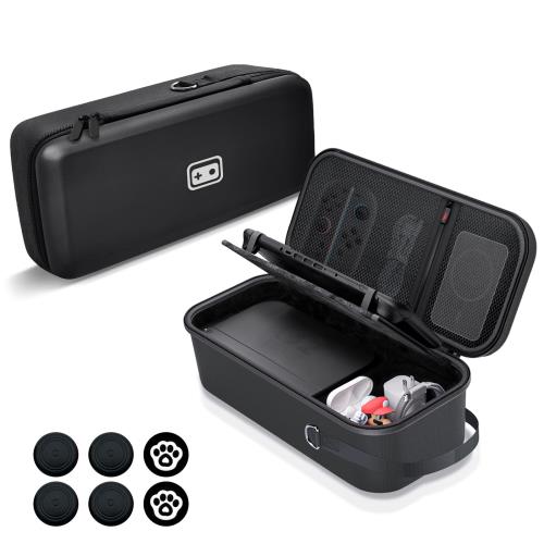 Switch 2 本体と周辺機器をまとめて収納新機/有機ELモデル対応switch 2 ケース 大容量 ポーチ スイッチ2 持ち運び便利 スイッチ本体/電源アダプタ/10枚ゲームカード/ケーブル/イヤホンなど全部収納可能 防水 防塵 防汚 耐衝撃 全面保護 (ブラック)