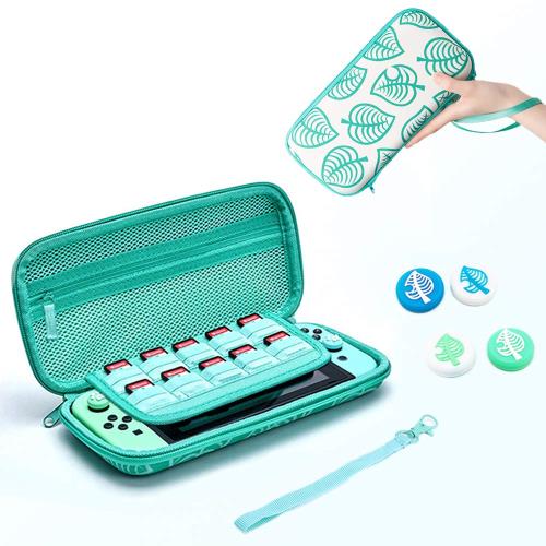 Switch ケース N-Switch/Switch 有機ELモテル対応どうぶつの森 X-Gun ニンテンドースイッチケース かわいい 防塵/防水/耐衝撃/持ち運び便利 外出や旅行用収納バッグ Switch本体/Switch oled本体/ゲームカード10枚/Joy-Con/ケーブル/イヤホンなど小物収納ケース両面カラーデザ