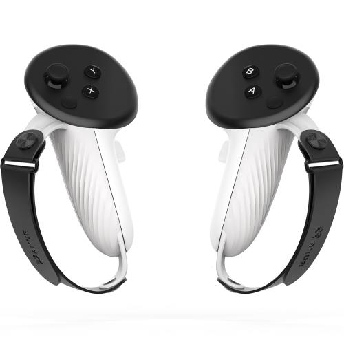 コントローラーを保護AMVRコントローラーグリップはコントローラーにぴったりフィットします。 追加したガイドバンドは、コントローラーを誤って投げることを防ぎます。 手を放すと、コントローラーが手のひらにしっかりと握ることができます。(充電ドッグ付属の電池には非対応) 滑り止め耐久性シリコーンのテクスチャーデザインはグリップ感と通気性を高め、手汗をかいてもコントローラーをしっかりつかみ、滑らないです。 3000数回の粘着テストで、良好な粘着性を維持します。 小さな手にも大きな手にもフィット 調節可能なストラップはあらゆる手のサイズに適合し、コントローラーグリップの先端にある人間工学に基づいたデザインにより、すべてのボタンを押しやすくなっています。VRの楽しさを家族や友人と共有できます。 快適、100% 信号 コントローラーストラップは柔らかく軽量なシリコンと、ひんやり肌に優しいPUレザーで作られています。 赤外線トラッカーを一切遮断しません。 快適なタッチと安定した信号であなたのVR体験を強化します。 バッテリーの取り付けと交換が簡単 グリップカバーは元のコントローラーカバーと同じデザインです。統合設計により、2つのステップに分けて取付けを完了し、もう1つのステップで電池を取り替えることを可能にします。子供でも一人でできます。 アフターサービス安心 包装は2つのナックルベルト付きコントローラーグリップカバー、1つのユーザーマニュアルを含む、購入日から12ヶ月間の保証期間。製品を受け取った後に何か問題があれば、いつでも連絡してください。私たちはあなたの問題を解決することを約束します。
