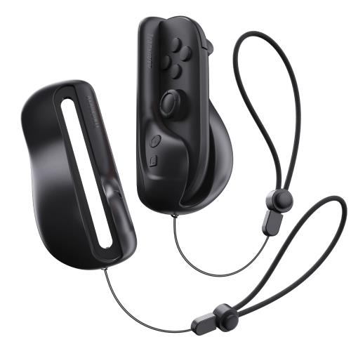 最新バージョンTRANSNOVO Switch2用のゲームマウス ジョイコンに適合するマウスグリップ マウスホルダー ストラップ付き Home・returnキー付き 人間工学 安定性向上 傷防止パッド 二個入りセット(ブラック)