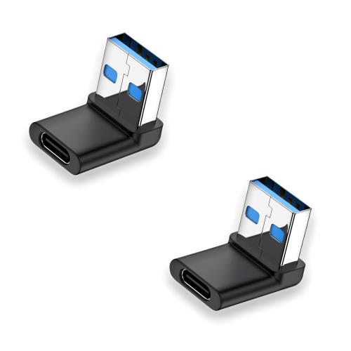 usb l字 usb変換アダプタ 車内用品 USBコネクター 自動識別 100W充電速度 10Gbps高速データ伝送 二個セット usb l字/type a l字 小型 軽量 fujitsu TOSHIBA Lenovo NEC Asus Haseeusbなどのデバイスに対応 usb3.0オス usb cメス アダプタ(L字 四番)