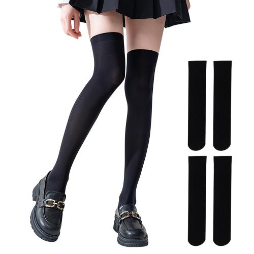 [Allanve] ニーハイソックス 黒 白 3D立体着圧美脚・脚長効果・ずり落ちにくい ハイソックス レディース ニーハイストッキング ニーハイ タイツ 伸縮性 通気性 靴下 ソックス パーティー 卒業式 cosplay 120デニール (JP, アルファベット, Free Size, 50cm丈, ブラック2足)