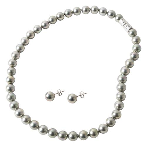 パールネックレス 真珠 日本製 花珠貝 パール 8mm マグネット式 ネックレス （ 選べる ピアス ...