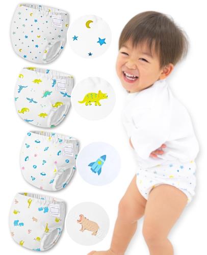 [SORONSO] トレーニングパンツ サラリーノ® 選べる 6層／4層 さらさら素材 4枚セット 12カラー 男の子 女の子 トイトレ トレパン (100, ポップ)