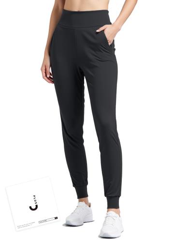 [ジェンマプラス] サラサラx超ストレッチ ヨガパンツ レディース ジョガーパンツ トレーニングパンツ フィットネス スポーツ ジャージ 下 ピラティスウェア ハイウエストパンツ yoga pants 速乾 吸汗 春夏 黒 ブラック L 現役ピラティス講師監修