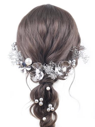 [NANA手作り]髪飾り 造花 かすみ草 パール 成人式 結婚式 卒業式 入学式 夏祭り 花火 浴衣 七五三髪飾り 振袖