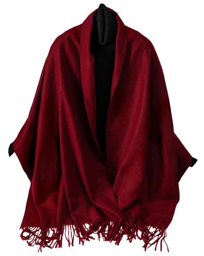 [maikun] マフラー レディース マフラー 赤 女性 プレゼント ストール 大判 ウール 大判 ストール ワインレッド