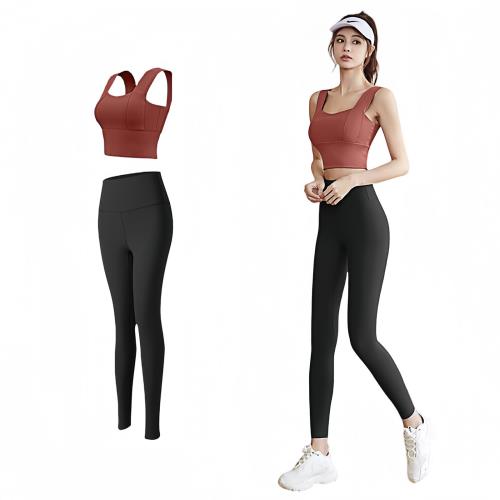 [Karsaer] ヨガウェア レディース スポーツウェア ピラティス ウェア ハイウエストヨガパンツ タイツ お腹引き締め ヨガウェア上下セット おしゃれ 通気性 伸縮性 吸汗速乾 トレーニングウェア カップ付き レディース ジムウェア A8127