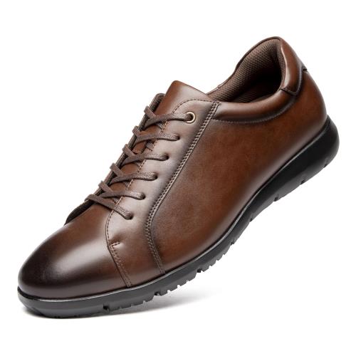 [Poerkan] 走れる ビジネスシューズ メンズ レースアップ カジュアルシューズ ローカット ビジネス スニーカー 革靴 制菌 消臭 疲れにくい ウォーキングシューズ 歩きやすい リクルート 仕事 フォーマル くつ ブラウン 27.5cm