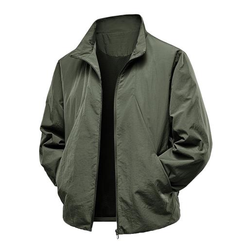 [Kayiyasu] ジャケット メンズ ウインドブレーカー 撥水 コート アウトドア ブルゾン ジャンパー 防風 大きいサイズ 薄手 軽量 登山 釣り 無地 カジュアル 春 秋 M-4XL(2XL グリーン)