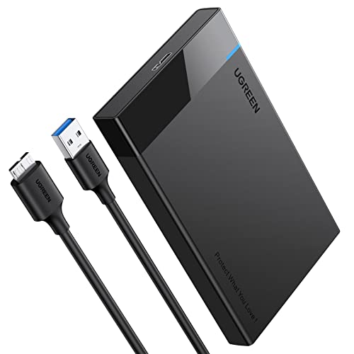 UGREEN 2.5インチ HDD ケース SSD ケース USB3.0接続 UASP対応 2.5型 SSD ケース 5Gbps高速転送速度 SATA 3.0 9.5mm/7mm対応 HDD ケース 6TB大容量対応 工具不要 ハードディスクケース ブラック USB A-MicroUSBケーブル付き