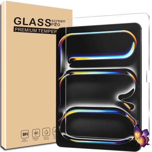 1枚セットUNEED iPad Pro 11 第5世代 用の フィルム iPad Pro M4 11インチ 2024 用の ガラスフィルム 強化液晶保護フィルム ワンタッチ貼付け/気泡ゼロ/ケースと干渉せず/硬度9H/飛散防止/指紋防止