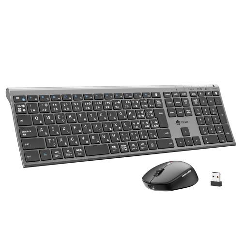 iClever キーボード マウスセット ワイヤレス Bluetooth＆2.4G JIS日本語配列 フルサイズ テンキー付き マウス4段調節可能DPI 静音 薄型 軽量 無線 Type-C充電式 パンタグラフ式 デュアルモード パソコンPC Windows/Mac対応 DK03 Combo (グレーブラック)