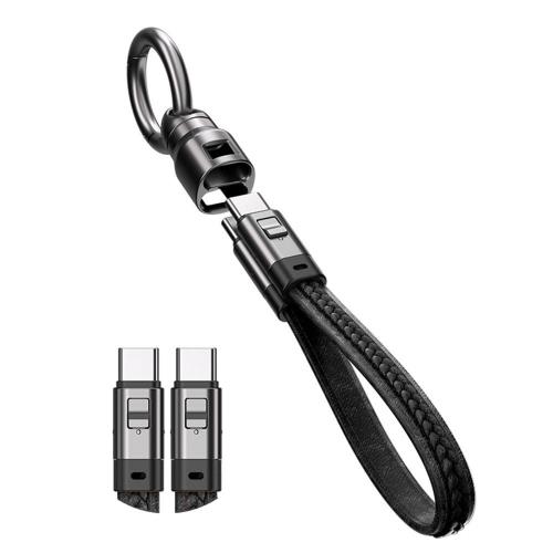 GLOWZEN usb c ケーブル 短い type-c 22CM 240W 急速充電ストラップ Type-Cケーブル, 移動充電 携帯性と効率性を（ブラック）