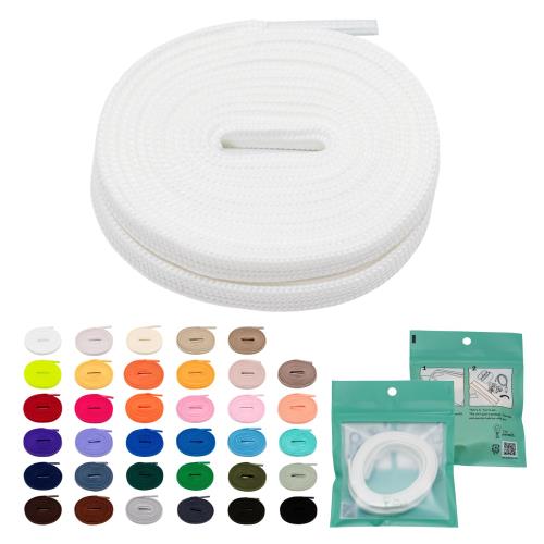 [TEN ANNTONIO] 靴紐 平紐 フラット シューレース 80cm 100cm 120cm 140cm 160cm 180cm 白 黒 スニーカー (ホワイト, 長 80cm)