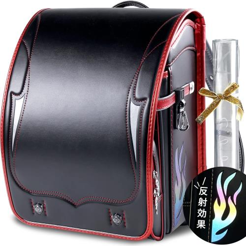 Coulomb 炎モデル オーロラ反射人気男の子用 オリジナルランドセル高級人口皮革3色展開 A4ファイル対応 大容量/耐傷加工/通気性/ワンタッチロック/防水仕上げ (214BKR)