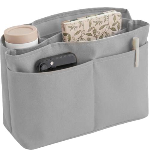 バッグインバッグ インナーバッグ 底まで仕切り・非フェルト製・毛玉防止 ばっくいんばっく軽量レディース トートバッグ用 バックインバック 小さめ 大きめ バッグ 仕切り 2サイズ・4色展開 (ライトグレー, M)