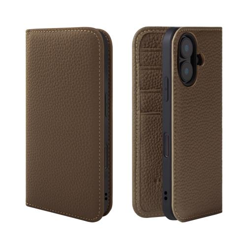 HANATORA iPhone用 17 ケース 手帳型 本革 スマホケース スマホ スタンド コードホルダー 付き シュリンクカーフレザー ギフト マグネットなし トープ PH-17-Taupe ギフト 誕生日ギフト 女性 彼女 お母さん お父さん 人気商品 30代 40代 50代 60代 70代