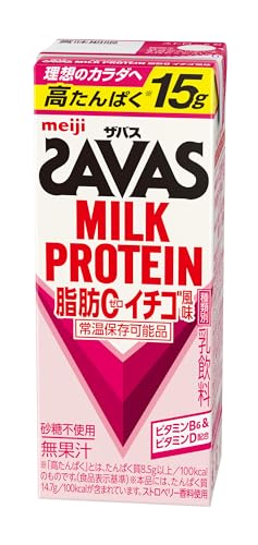 SAVAS(ザバス) MILK PROTEIN 脂肪0 イチゴ風味 200ml×24 明治 ミルクプロテイン