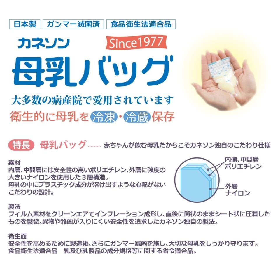 母乳バッグ カネソン Kaneson 100ml 50枚入 母乳 搾乳 冷蔵 冷凍 保存 未熟児 NICU GCU 早産 衛生的 おでかけ 持ち運び ママ 赤ちゃん おすすめ 出産 妊娠 プレゼント ギフト 日本製 安心 安全 メール便配送 送料無料 2