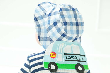 帽子日よけキッズ子供男の子女の子ピンク青バス柄布帛帽子ケーキ柄可愛い年中首ゴム付き取り外し可能人気